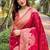 pink Woven rainbow jari designer organza saree with blouse piece