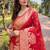 red Woven rainbow jari designer organza saree with blouse piece
