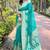 sea green woven rainbow jari designer organza saree with blouse piece