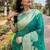 sea green woven rainbow jari designer organza saree with blouse piece
