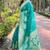 sea green woven rainbow jari designer organza saree with blouse piece