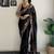 black thread,sequance embroidery work georgette saree with blouse piece