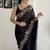 black thread,sequance embroidery work georgette saree with blouse piece