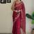 maroon thread,sequance embroidery work georgette saree with blouse piece