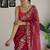 maroon thread,sequance embroidery work georgette saree with blouse piece