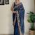 blue thread,sequance embroidery work georgette saree with blouse piece