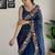 blue thread,sequance embroidery work georgette saree with blouse piece