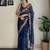 blue thread,sequance embroidery work georgette saree with blouse piece