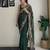 green thread,sequance embroidery work georgette saree with blouse piece