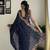 nevy blue thread,sequance embroidery work georgette saree with blouse piece