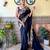 Navy Blue thread,sequance embroidery cut work vichitra silk saree with blouse piece