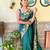 green thread,sequance embroidery cut work vichitra silk saree with blouse piece