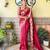 maroon thread,sequance embroidery cut work vichitra silk saree with blouse piece