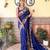 nevy blue thread,sequance embroidery cut work vichitra silk saree with blouse piece