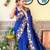 nevy blue thread,sequance embroidery cut work vichitra silk saree with blouse piece
