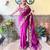 Pink thread,sequance embroidery cut work vichitra silk saree with blouse piece