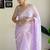 purple c pallu sequance embroidery work georgette saree with blouse piece