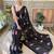 black thread,sequance embroidery work georgette saree with blouse piece