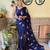 nevy blue thread,sequance embroidery work georgette saree with blouse piece