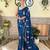 teal thread,sequance embroidery work georgette saree with blouse piece