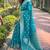 blue  Woven jari designer organza saree with blouse piece