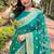 sea green  Woven jari designer organza saree with blouse piece