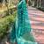 sea green  Woven jari designer organza saree with blouse piece
