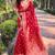 red  Woven jari designer organza saree with blouse piece