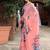 new fendy silk pink hand work saree with contrast blouse