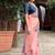 new fendy silk pink hand work saree with contrast blouse