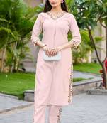 Women Gadhawal Fabric Thread & Handwork Kurta With Trousers