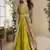 Mustard georgette embroidered gown with silk sturg