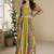 Mustard georgette embroidered gown with silk sturg