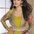 Mustard georgette embroidered gown with silk sturg