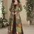 Brown georgette embroidered gown with silk sturg
