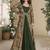 Green georgette embroidered gown with silk sturg
