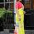 new fendy silk yellow hand work saree with contrast blouse