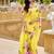 designer yellow floral printed saree for women tabby silk