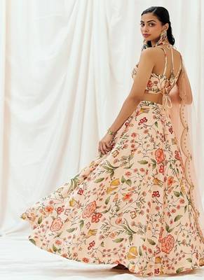 multicolor Floral printed Crepe Lehenga 2