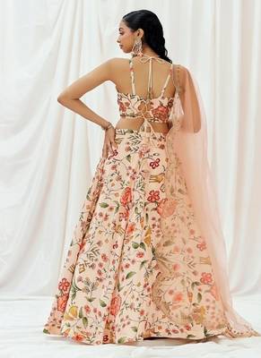 multicolor Floral printed Crepe Lehenga 3