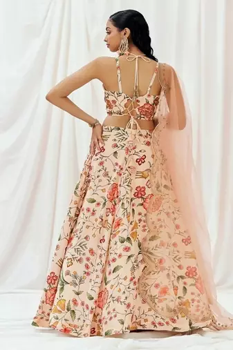 multicolor Floral printed Crepe Lehenga