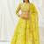 Yellow Floral printed Organza Lehenga