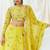 Yellow Floral printed Organza Lehenga
