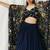 Navy Blue plain Georgette Lehenga