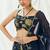 Navy Blue Floral printed Georgette Lehenga