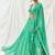 Turquoise Floral printed Georgette Lehenga