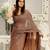 coffee heavy sequance embroidery work georgette saree with blouse piece