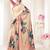 Cream designer digital printed crepe soft silk saree with blouse piece