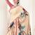 Cream designer digital printed crepe soft silk saree with blouse piece