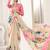 Cream designer digital printed crepe soft silk saree with blouse piece